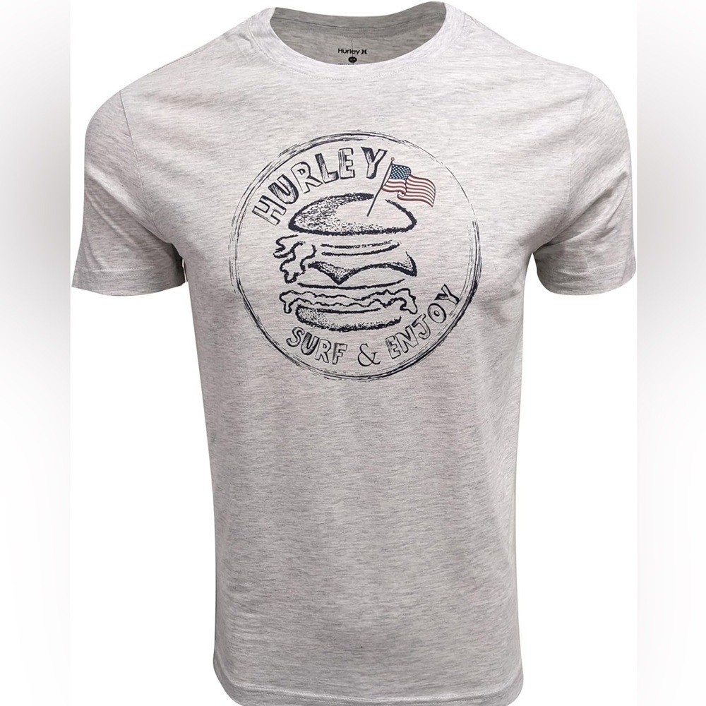 Hurley NWT Men’s Graphic Logo Crewneck Surf & Enjoy July 4th T-Shirt Size Medium